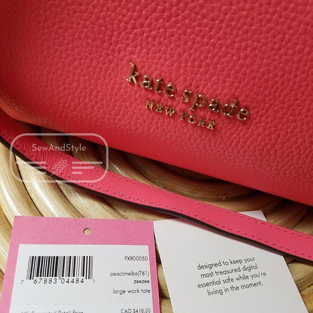 PEACH MELBA ZEE ZEE LARGE WORK TOTE PERFECT FOR A LAPTOP KATE SPADE BRAND NEW - Picture 3 of 10